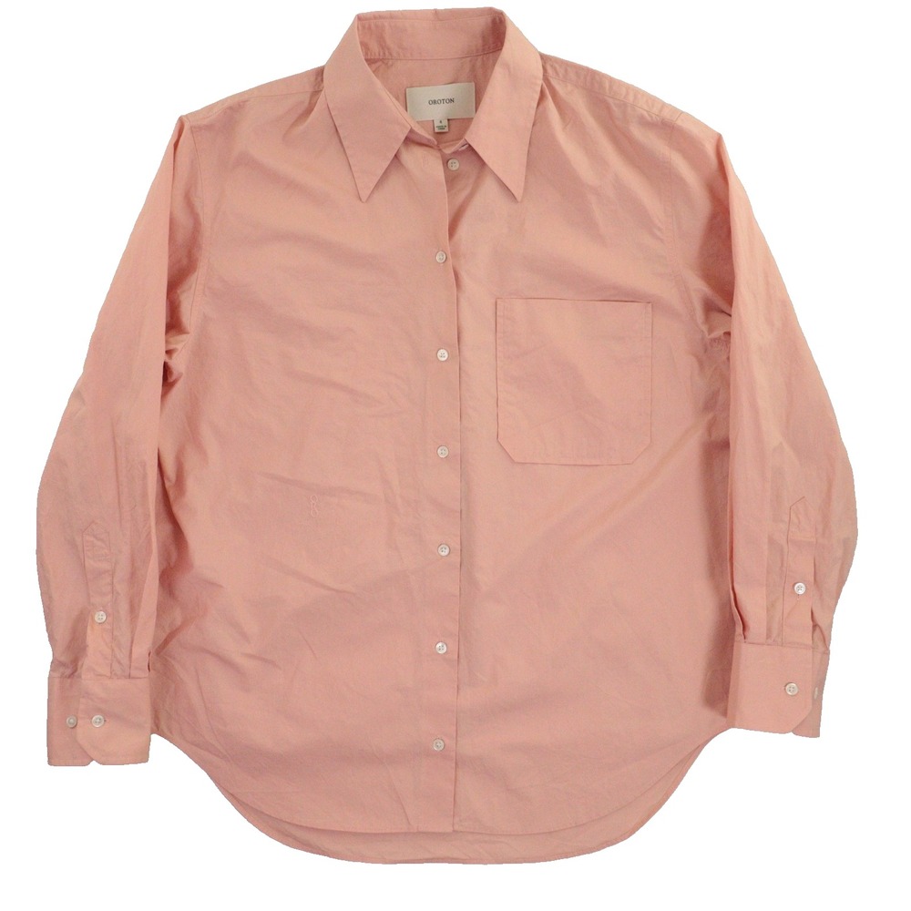 Oroton Button Up‎ Shirt Oversized Quiet Luxury Cotton Pink Women 8